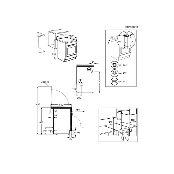 ELECTROLUX - cuisinière mixte a 57l 4 feux - LKM624022W - large