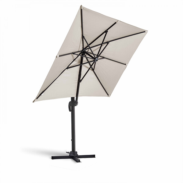 OVIALA - Parasol déporté inclinable et rotatif 2x3m en aluminium écru - Amalya - large