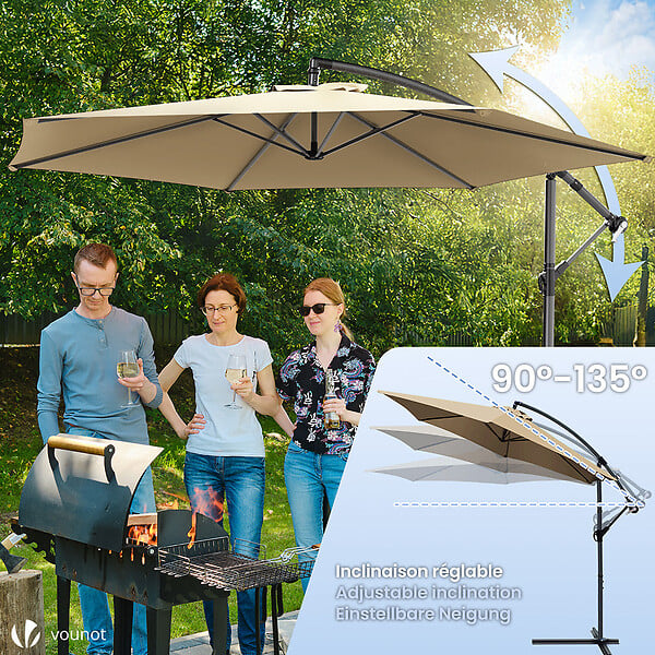 VOUNOT - Parasol deporte 3M Kaki avec housse de protection - large