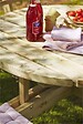 PLUS A/S - Table pique nique bois ronde avec bancs et dossiers 8pers pin naturel - vignette