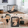 VOUNOT - Cage pour chien pliable avec 2 portes verrouillable plateau amovible et housse de protection 107x70x78cm - vignette