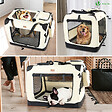 VOUNOT - Sac transport pliable chien chat caisse cage portable 82x60x60cm beige - vignette