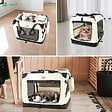 VOUNOT - Sac transport pliable chien chat caisse cage portable 60x44x44cm beige - vignette