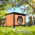 VOUNOT - Maison pour Chat en bois avec toit bitumé et entrée en forme d'oreilles de chat - vignette