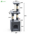 VOUNOT - Arbre à Chat 88cm avec Corde Griffoir Plateforme Niche Gris - vignette