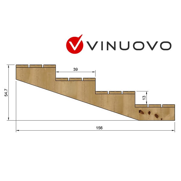 VINUOVO - Escalier bois avec marches XL h55cm 4 m l60cm ouvert - large