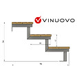 VINUOVO - Escalier OSLO métal et pin - H54cm - 3 marches -largeur 120cm -- sans contre marches - vignette