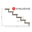 VINUOVO - Escalier OSLO métal et pin - H 105cm -6 marches -largeur 60cm -- sans contre marches - vignette