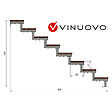 VINUOVO - Escalier en acier BALI, 8 marches en bois exotique Bangkirai, Hauteur 139 cm - L 120 cm - vignette