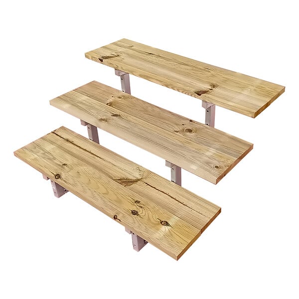 VINUOVO - Escalier OSLO métal et pin - H54cm - 3 marches -largeur 60cm -- sans contre marches - large