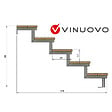 VINUOVO - Escalier OSLO métal et pin - H 88cm -5 marches -largeur 120cm -- sans contre marches - vignette