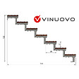 VINUOVO - Escalier en acier BALI, 7 marches en bois exotique Bangkirai, Hauteur 122 cm - L 140 cm - vignette