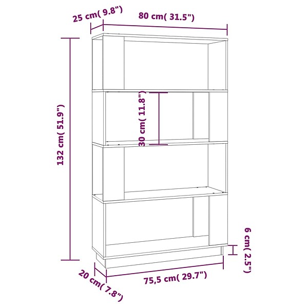 VIDAXL - vidaXL Bibliothèque/Séparateur de pièce Blanc 80x25x132 cm Pin massif - large