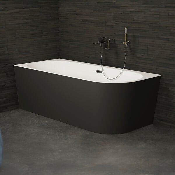 SPALINA - Baignoire Ilot Capri 180 gauche noire 180 x81 x58 cm, by SPALINA - large