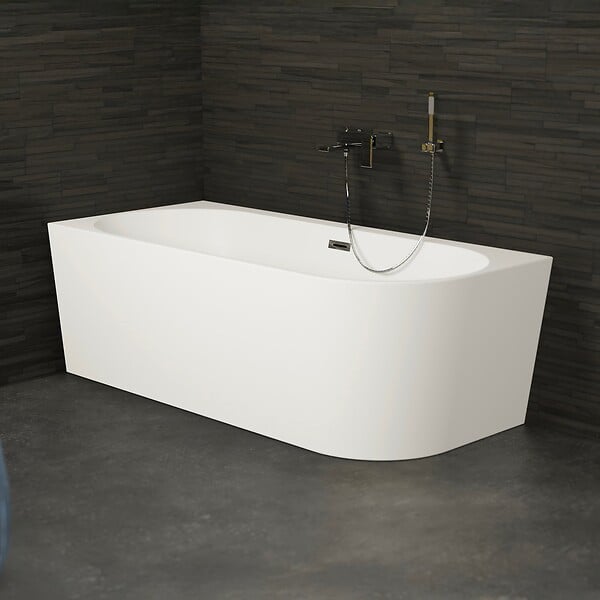 SPALINA - Baignoire Semi-îlot Murale D'angle Capri 170 Gauche Blanche 170 X76 X58 Cm, By Spalina - large