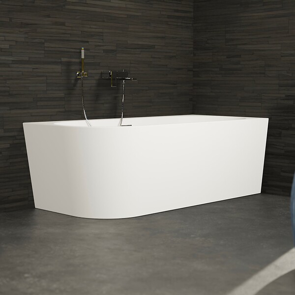 SPALINA - Baignoire Semi-îlot Murale D'angle Capri 170 Droite Blanche 170 X76 X58 Cm, By Spalina - large