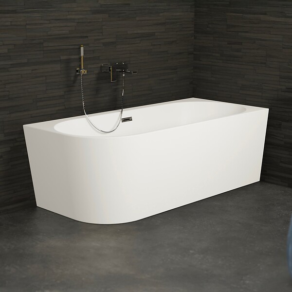 SPALINA - Baignoire Semi-îlot Murale D'angle Capri 170 Droite Blanche 170 X76 X58 Cm, By Spalina - large