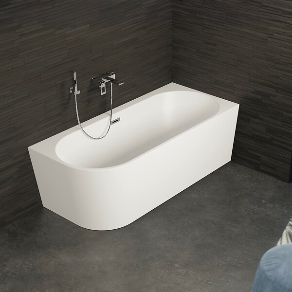 SPALINA - Baignoire Semi-îlot Murale D'angle Capri 170 Droite Blanche 170 X76 X58 Cm, By Spalina - large