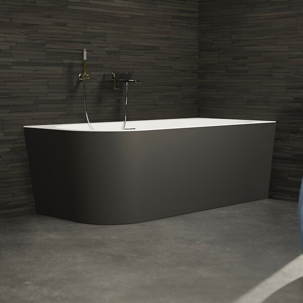 SPALINA - Baignoire Semi-îlot Murale D'angle Capri 170 Droite Noire 170 X76 X58 Cm, By Spalina - large
