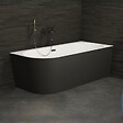SPALINA - Baignoire Semi-îlot Murale D'angle Capri 170 Droite Noire 170 X76 X58 Cm, By Spalina - vignette