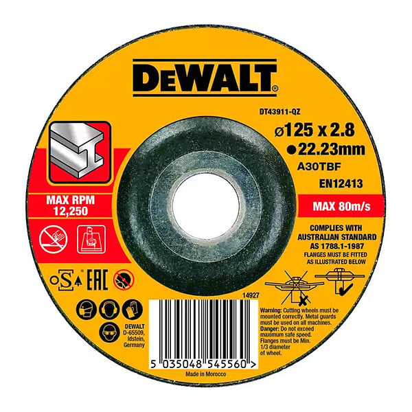 DEWALT - Lot de 25 Disques à tronçonner l'inox 125x22,2mm, moyeu plat DEWALT - large