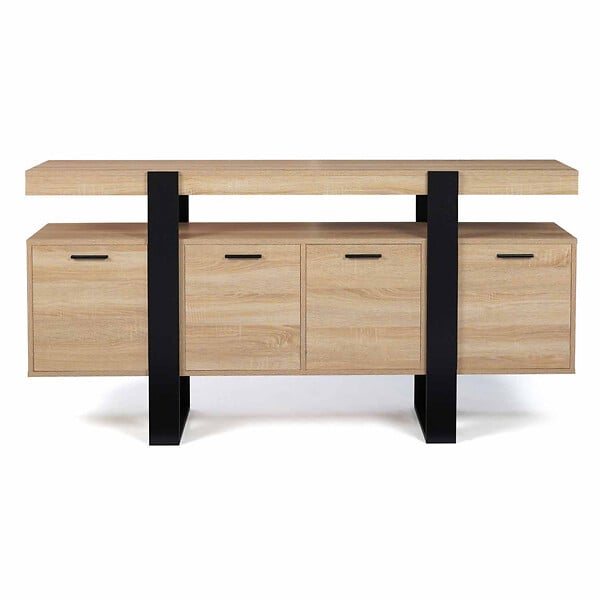 ID MARKET - Buffet 160 cm PHOENIX XXL 4 portes bois et noir - large