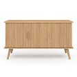 ID MARKET - Buffet 110 cm JULIETTE 3 portes lattes tasseau bois coloris chêne - vignette