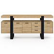 ID MARKET - Buffet 180 cm PHOENIX XXL 4 portes avec 3 tiroirs bois et noir - vignette