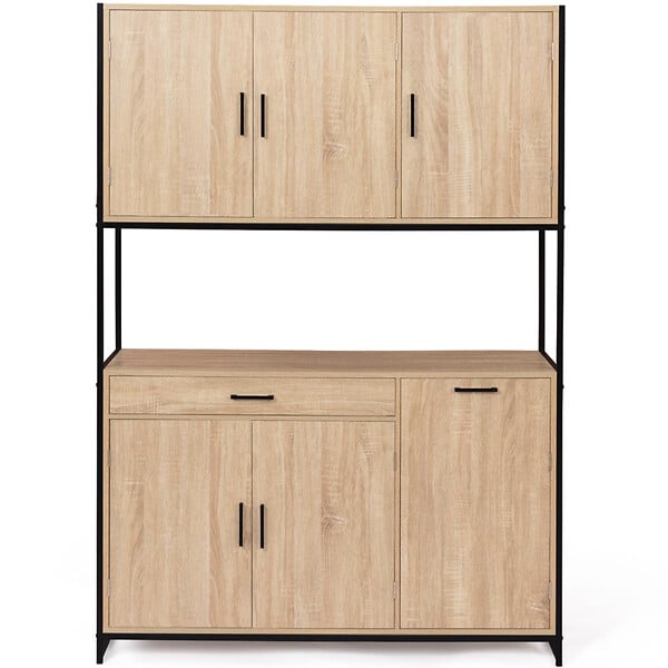 ID MARKET - Buffet de cuisine 120 CM DETROIT meuble 6 portes design industriel + tiroir - large