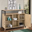 ID MARKET - Buffet 100 cm DETROIT 2 portes avec étagères design industriel (compose ref 15343) - vignette
