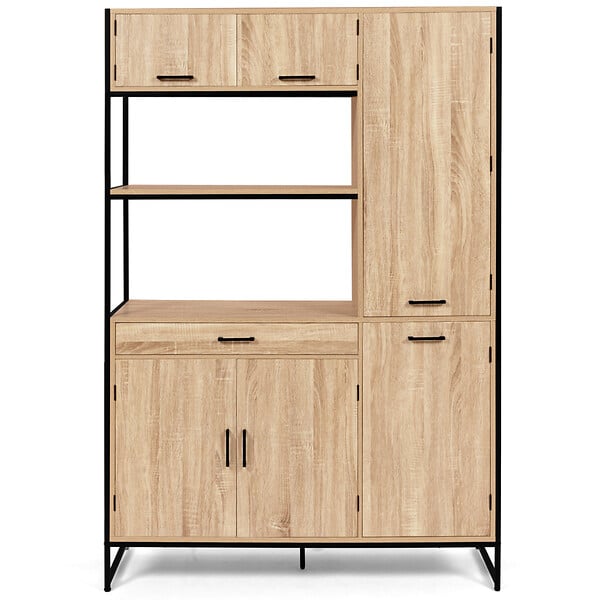 ID MARKET - Buffet de cuisine avec colonne de rangement 120 CM DETROIT 6 portes + tiroir design industriel - large