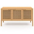 ID MARKET - Buffet bas 110 cm EDHEN 3 portes bois et cannage - vignette