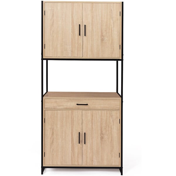 ID MARKET - Buffet de cuisine 80 CM DETROIT meuble 4 portes design industriel + tiroir - large