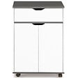 ID MARKET - Desserte de cuisine COSY placard avec tiroir bois blanc et plateaux gris L.60 CM - vignette