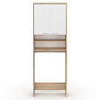 ID MARKET - Meuble étagères de rangement dessus machine à laver et WC WALLIS blanc et hêtre - vignette