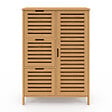 ID MARKET - Meuble de rangement salle de bain bambou BEA 3 tiroirs avec placard - vignette