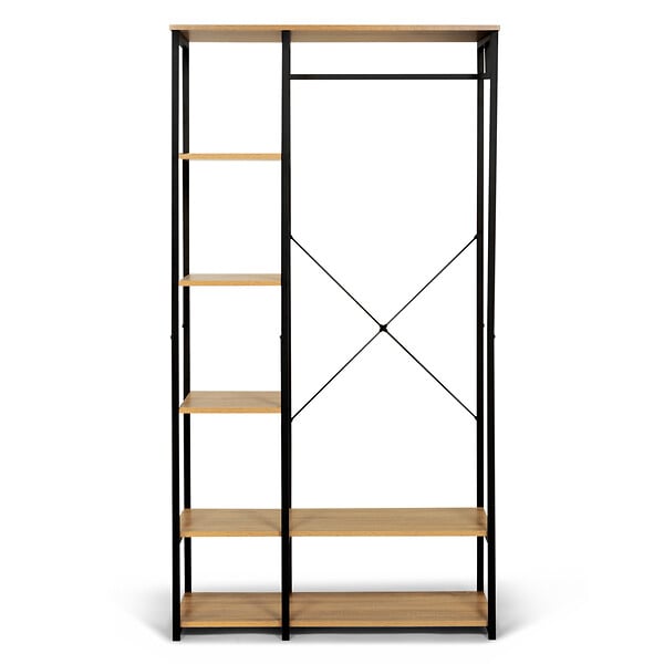 ID MARKET - Dressing penderie étagères L. 90 cm DETROIT design industriel - large