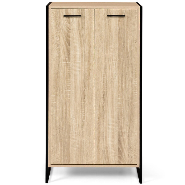 ID MARKET - Armoire à chaussures 18 paires LUIS 2 portes design industriel - large