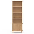 ID MARKET - Etagère bibliothèque 4 niveaux avec placard JULIETTE lattes tasseau bois coloris chêne - vignette