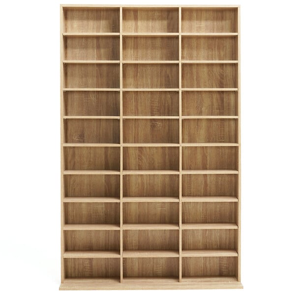 ID MARKET - Bibliothèque étagère CD CEYLIA 30 cases avec étagères modulables effet bois - large