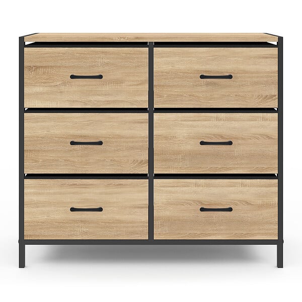 ID MARKET - Commode 6 tiroirs en tissu UTAH 80 cm meuble de rangement design industriel - large