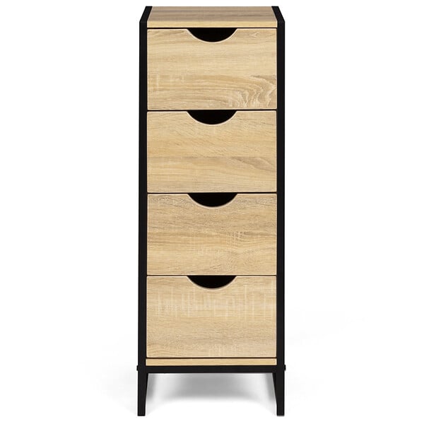 ID MARKET - Meuble d'appoint 4 tiroirs DETROIT 30 cm chiffonnier pour entrée salle de bain design industriel - large