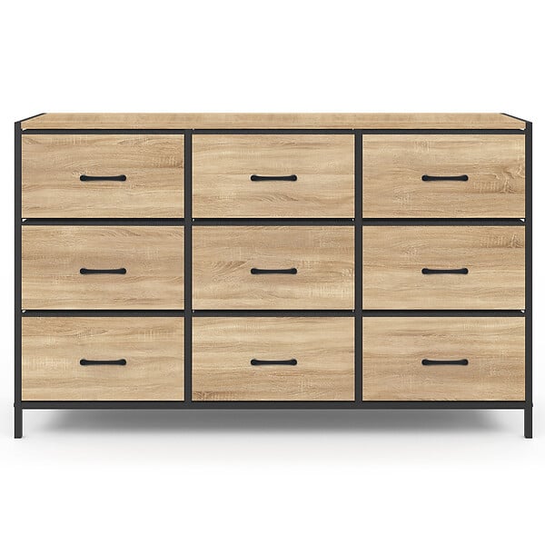 ID MARKET - Commode 9 tiroirs en tissu UTAH 115 cm meuble de rangement design industriel - large