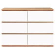 ID MARKET - Commode 6 tiroirs TOMI 110 cm bois façon hêtre et blanc - vignette