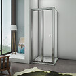 AICA SANITAIRE - AICA cabine de douche pliante 100x80x185cm, porte de douche pliante 100cm avec une paroi de douche fixe, verre de sécurité et transparent - vignette