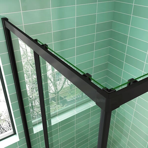 AICA SANITAIRE - AICA cabine de douche 90x90x200cm cabine de douche coulissante en verre anticalcaire et le modèle noir mat Hauteur 200cm - large
