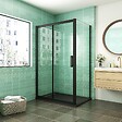 AICA SANITAIRE - AICA cabine de douche coulissante 140x90x195cm porte de douche avec l'amortisseur 140cm cabine de douche Noire en 8mm verre anticalcaire - vignette