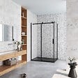AICA SANITAIRE - AICA cabine de douche coulissante 100x90x200cm porte de douche + paroi latérale Hauteur 200cm En 8mm verre anticalcaire profilé noir mat - vignette