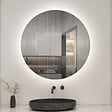 AICA SANITAIRE - AICA 100 cm miroir de salle de bain LED rond avec rétro-éclairage sans cadre, anti-buée + mémoire + dimmable - vignette