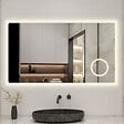 AICA SANITAIRE - Miroir lumineux loupe + bluetooth + tricolore + anti-buée 140x80cm salle de bain dimmable,mémoire,tactile,led - vignette